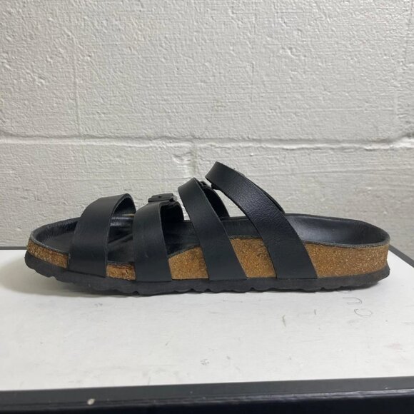 Birkenstock Delmas Black Leather Strappy Sandals Slides Slip On 39 EU/8 US - Picture 5 of 12